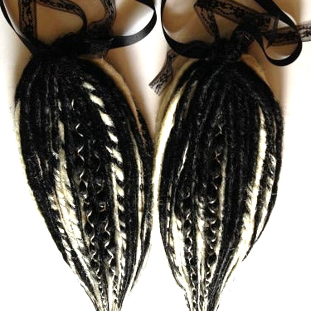 Black & White 2 Falls Dreads Dreadlock Hair Extensions